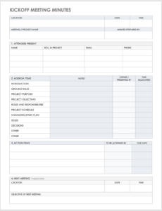 Internal Project Kick Off Meeting Template Excel