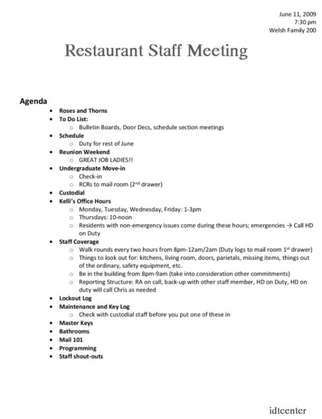 Mandatory Staff Meeting Template Excel Sample