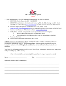 Printable Childcare Staff Meeting Minutes Template Excel Sample