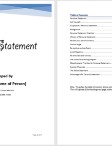 Printable Customer Service Personal Statement Template Word