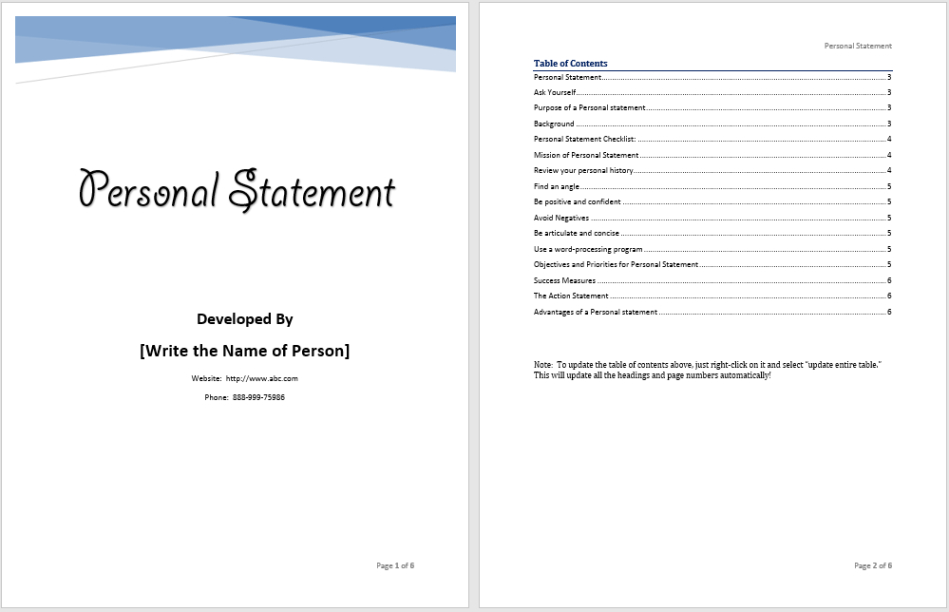 Printable Customer Service Personal Statement Template Word