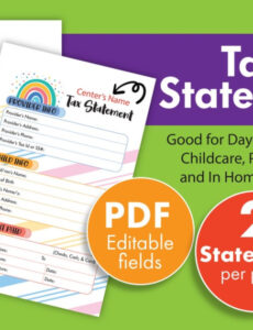 Printable Daycare Year End Tax Statement Template Doc