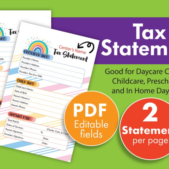 Printable Daycare Year End Tax Statement Template Doc