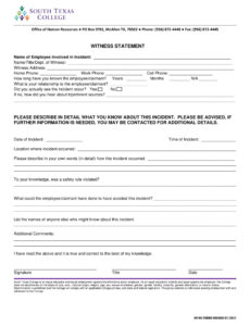 Printable Disciplinary Investigation Witness Statement Template Excel