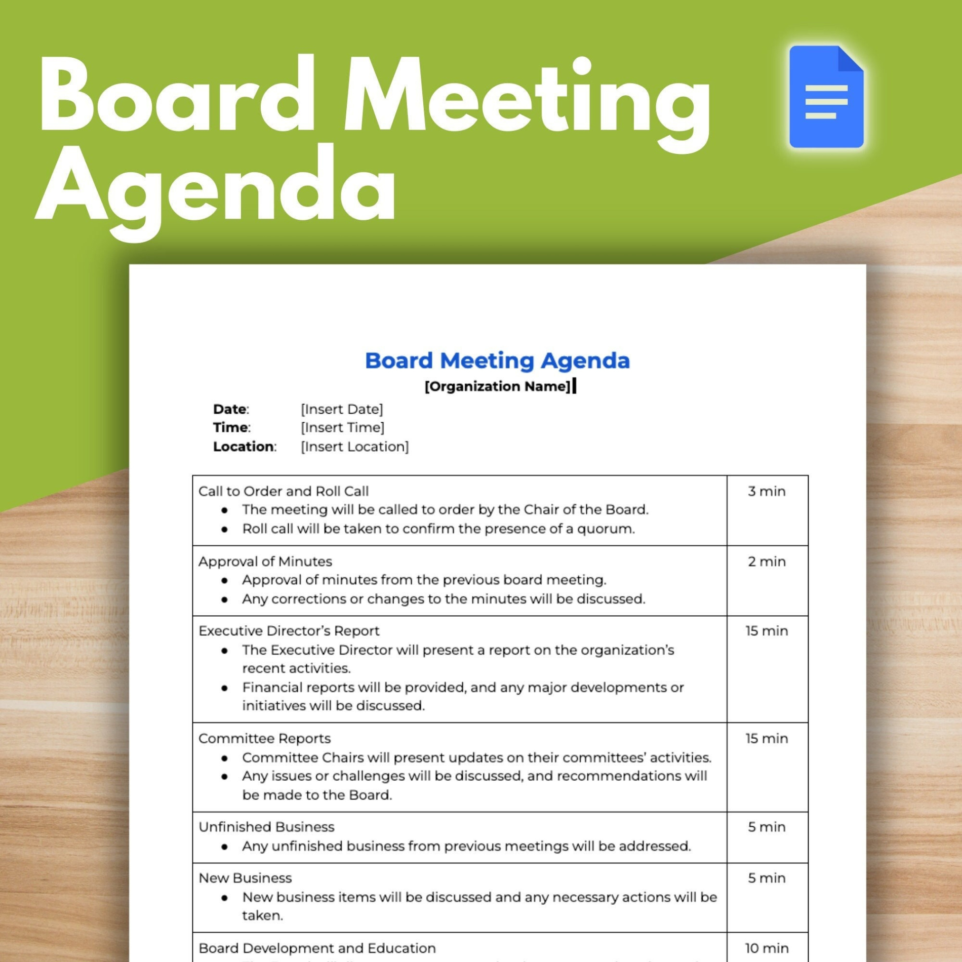 Printable First Board Of Directors Meeting Minutes Template  Sample