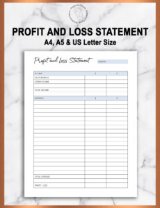 Printable Small Business Profit And Loss Statement Template Excel